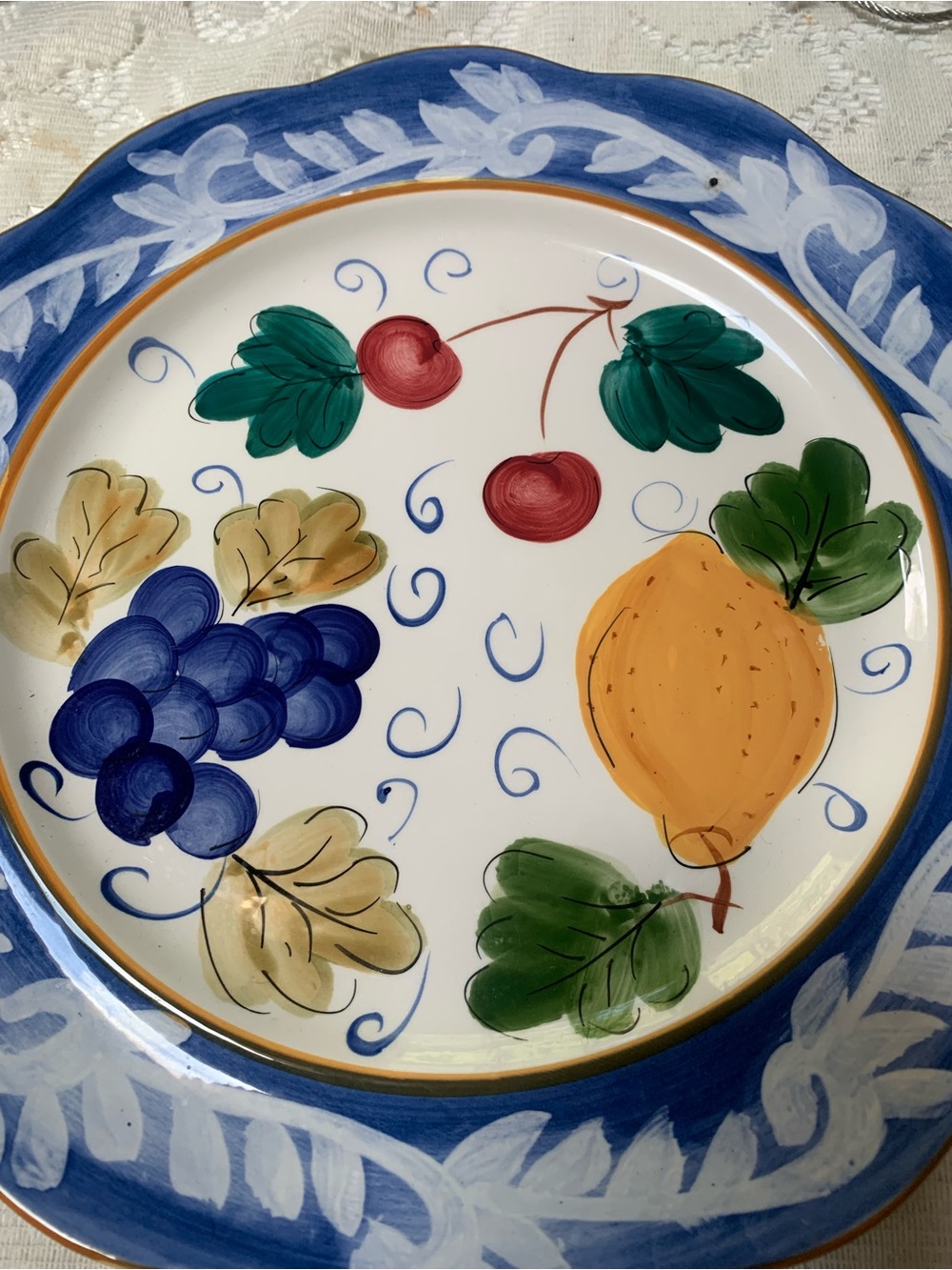 222 Fifth Fruit Delight Hand-Painted Dinner Plate 11"